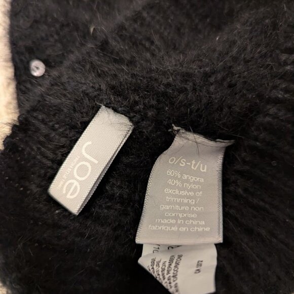 Black Angora Sequin Beanie Joe Fresh O/S Soft Fluffy - Picture 6 of 7